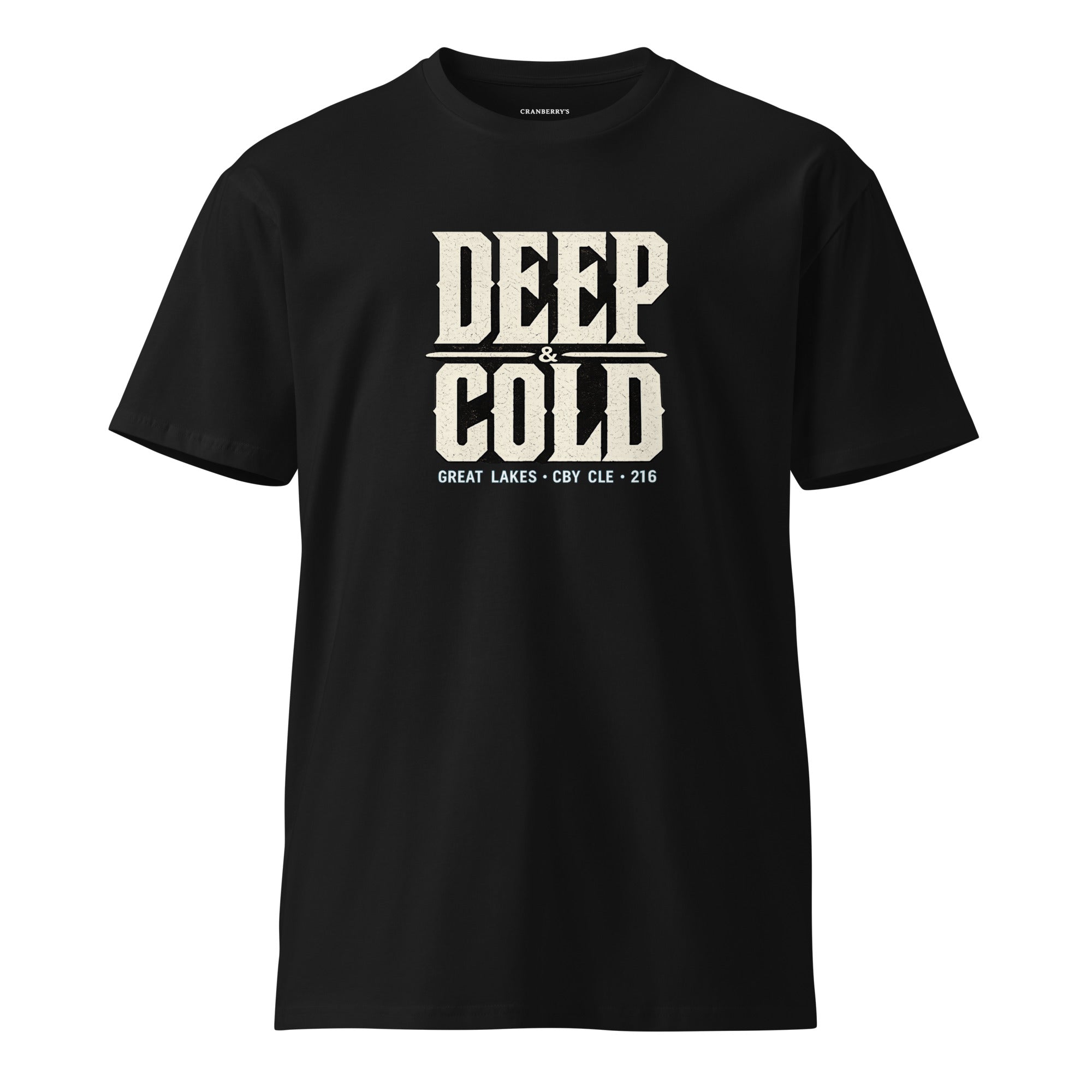 CBY CLE Deep & Cold Great Lakes tee — black, front