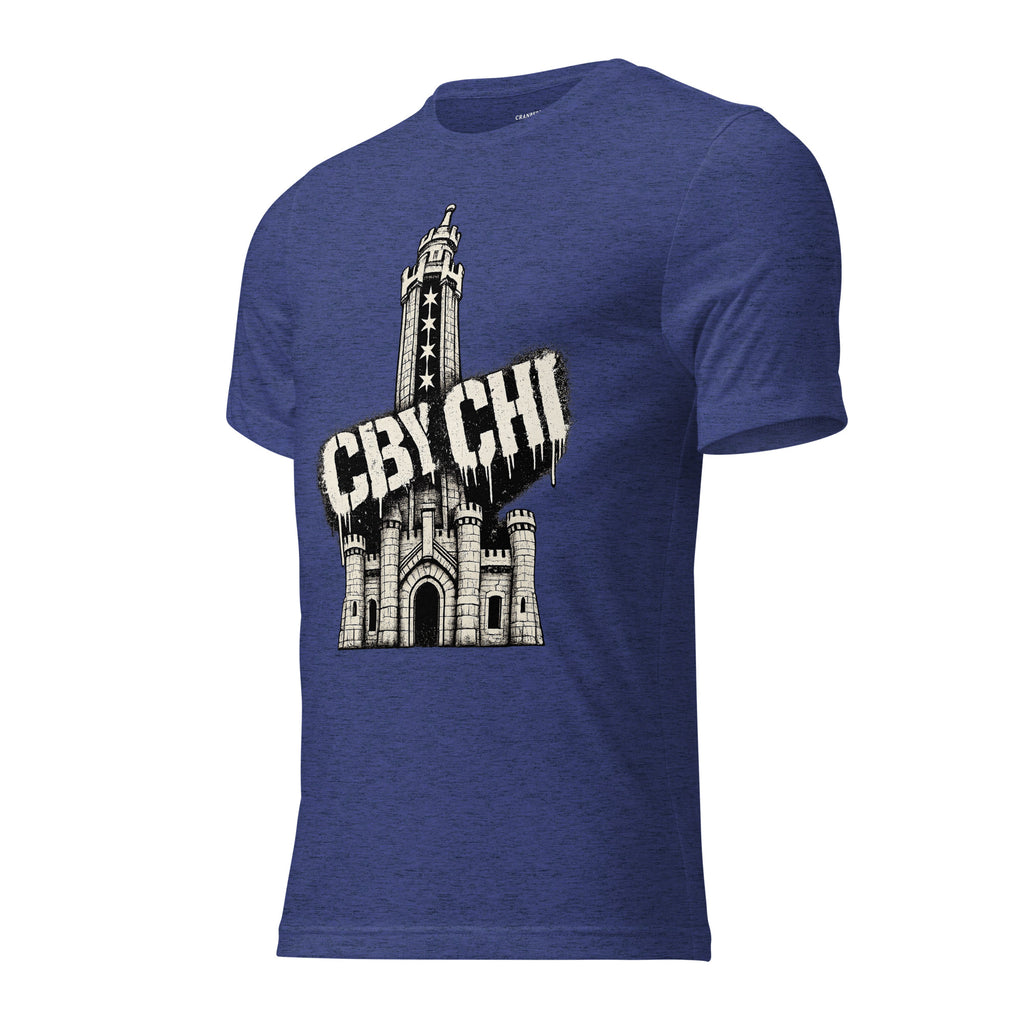 CBY CHI Chicago Water Tower tee, tri-blend fabric texture detail