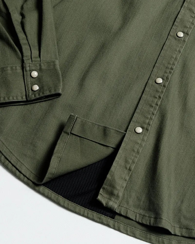 Earl Denim Shirt - Dusty Olive Off The Grid Surplus